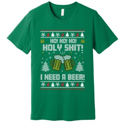 Ho Ho Holy I Need A Beer Santa Claus Ugly Christmas Premium T-Shirt