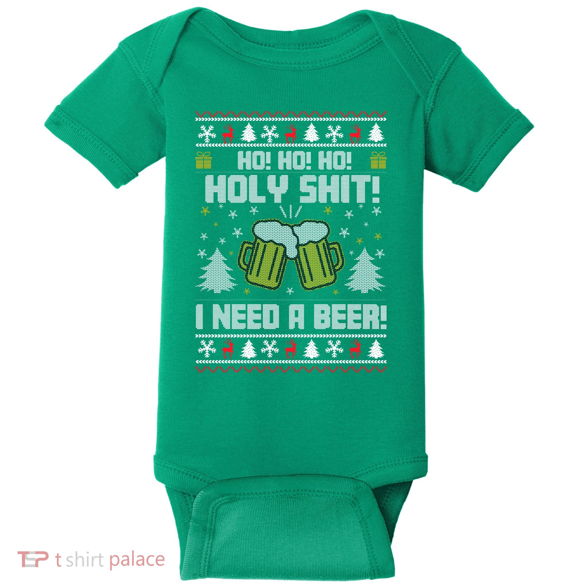 Ho Ho Holy I Need A Beer Santa Claus Ugly Christmas Baby Bodysuit