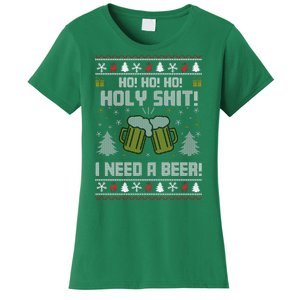 Ho Ho Holy I Need A Beer Santa Claus Ugly Christmas Women's T-Shirt