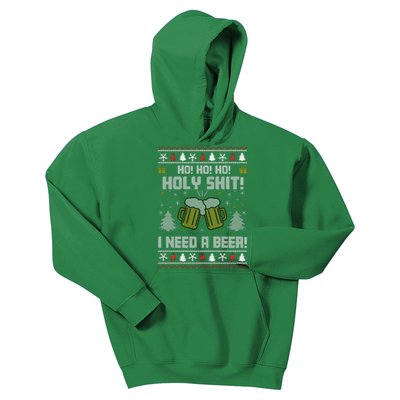 Ho Ho Holy I Need A Beer Santa Claus Ugly Christmas Kids Hoodie