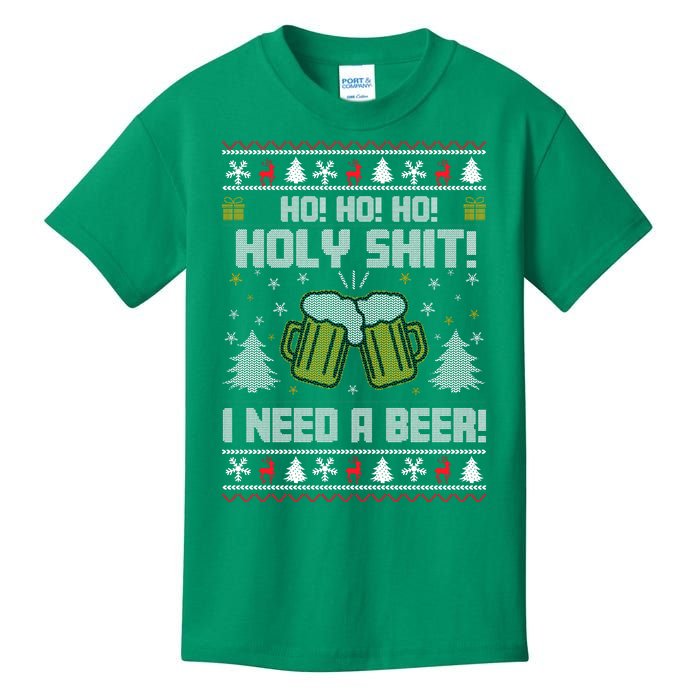 Ho Ho Holy I Need A Beer Santa Claus Ugly Christmas Kids T-Shirt