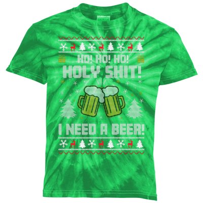 Ho Ho Holy I Need A Beer Santa Claus Ugly Christmas Kids Tie-Dye T-Shirt