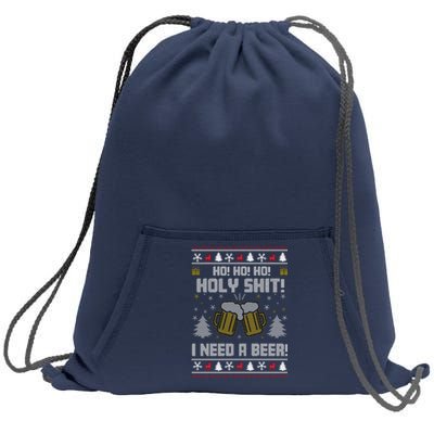 Ho Ho Holy I Need A Beer Santa Claus Ugly Christmas Sweatshirt Cinch Pack Bag