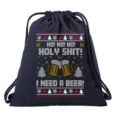 Ho Ho Holy I Need A Beer Santa Claus Ugly Christmas Drawstring Bag