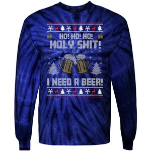 Ho Ho Holy I Need A Beer Santa Claus Ugly Christmas Tie-Dye Long Sleeve Shirt