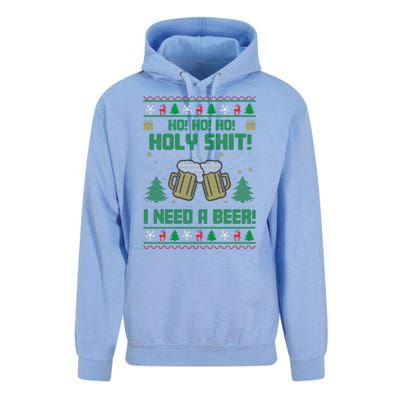 Ho Ho Holy I Need A Beer Santa Claus Ugly Christmas Unisex Surf Hoodie