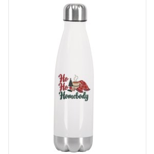 Ho Ho Homebody Cozy Christmas Holiday Winter Art Gift Stainless Steel Insulated Water Bottle