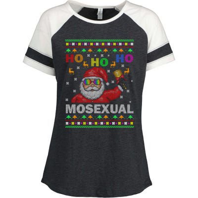 Ho Ho Homosexual Christmas Santa Holiday Pride Pyjama Gift Enza Ladies Jersey Colorblock Tee