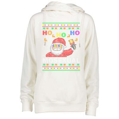 Ho Ho Homosexual Christmas Santa Holiday Pride Pyjama Gift Womens Funnel Neck Pullover Hood