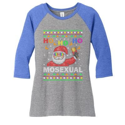 Ho Ho Homosexual Christmas Santa Holiday Pride Pyjama Gift Women's Tri-Blend 3/4-Sleeve Raglan Shirt