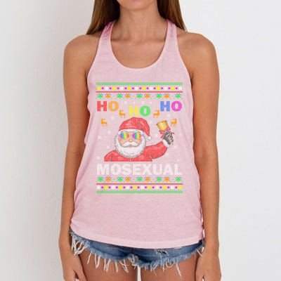 Ho Ho Homosexual Christmas Santa Holiday Pride Pyjama Gift Women's Knotted Racerback Tank