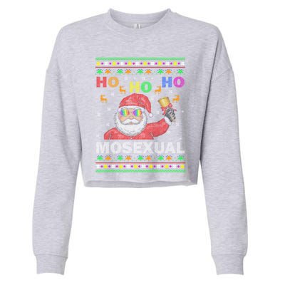 Ho Ho Homosexual Christmas Santa Holiday Pride Pyjama Gift Cropped Pullover Crew