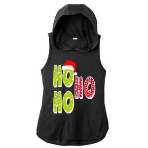 Ho Ho Ho Merry Christmas Festive Ladies PosiCharge Tri-Blend Wicking Draft Hoodie Tank