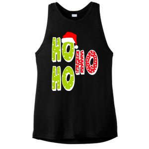 Ho Ho Ho Merry Christmas Festive Ladies PosiCharge Tri-Blend Wicking Tank