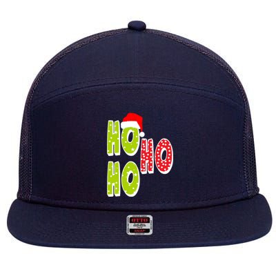 Ho Ho Ho Merry Christmas Festive 7 Panel Mesh Trucker Snapback Hat