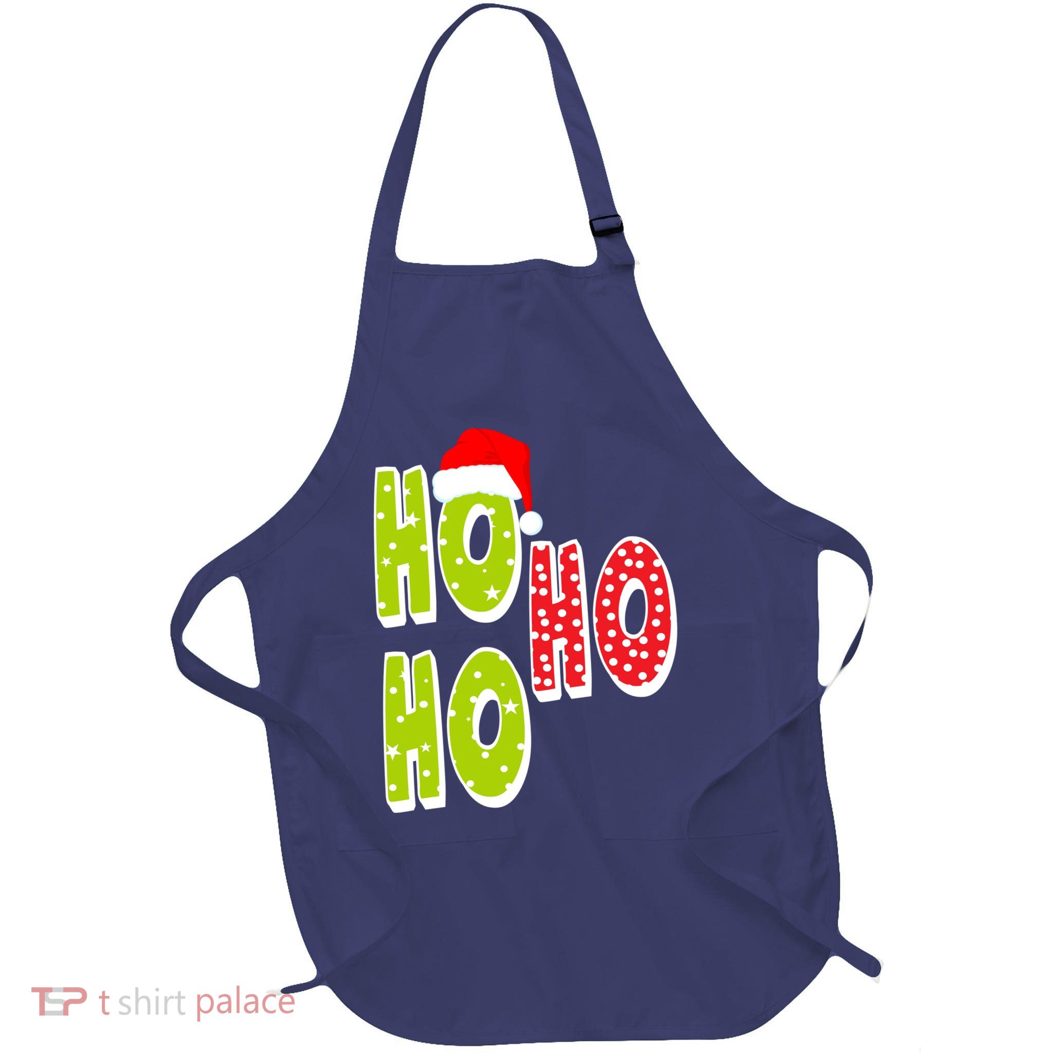 Ho Ho Ho Merry Christmas Festive Full-Length Apron With Pockets