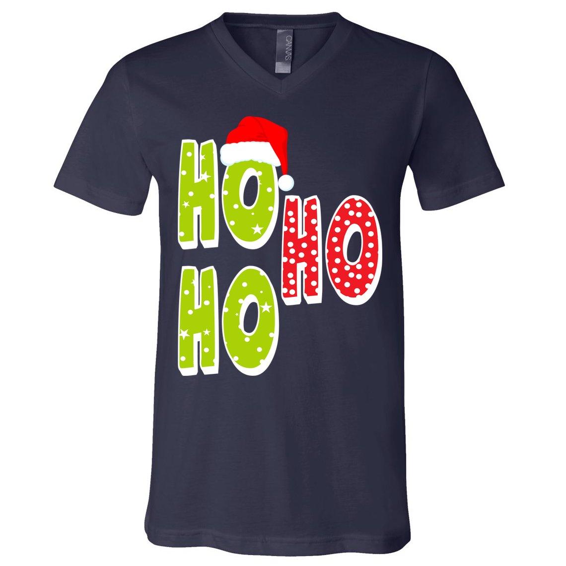 Ho Ho Ho Merry Christmas Festive V-Neck T-Shirt