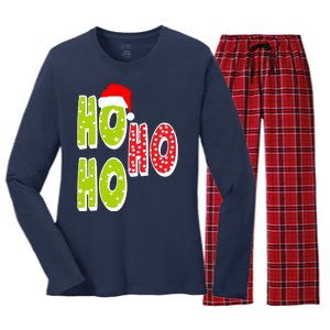 Ho Ho Ho Merry Christmas Festive Women's Long Sleeve Flannel Pajama Set 