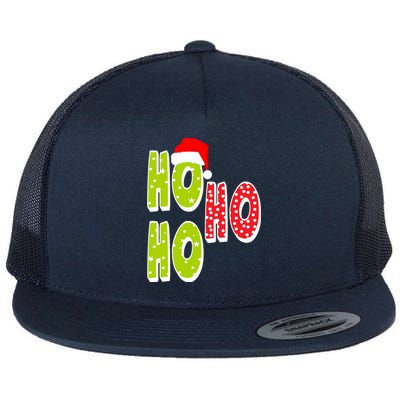 Ho Ho Ho Merry Christmas Festive Flat Bill Trucker Hat