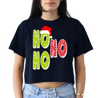 Ho Ho Ho Merry Christmas Festive Women's Crop Top Tee