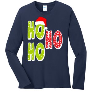 Ho Ho Ho Merry Christmas Festive Ladies Long Sleeve Shirt