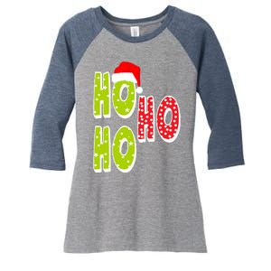 Ho Ho Ho Merry Christmas Festive Women's Tri-Blend 3/4-Sleeve Raglan Shirt