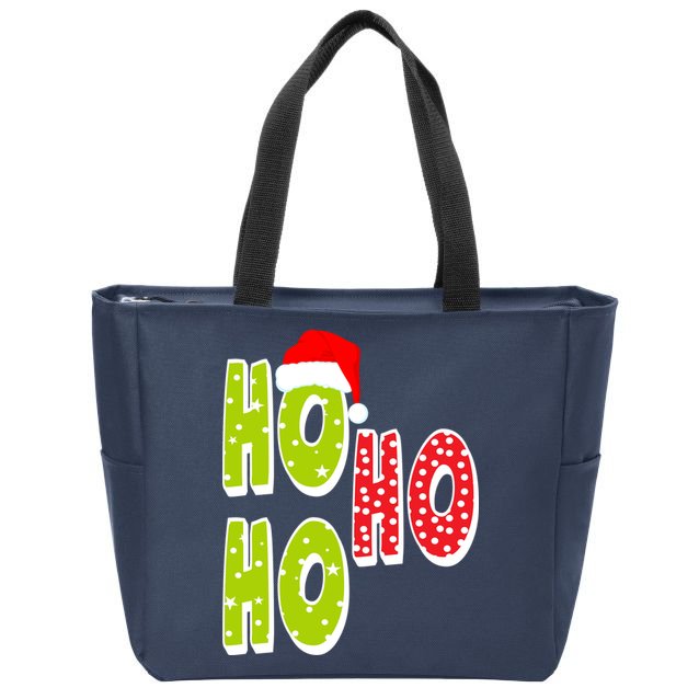 Ho Ho Ho Merry Christmas Festive Zip Tote Bag