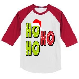 Ho Ho Ho Merry Christmas Festive Kids Colorblock Raglan Jersey