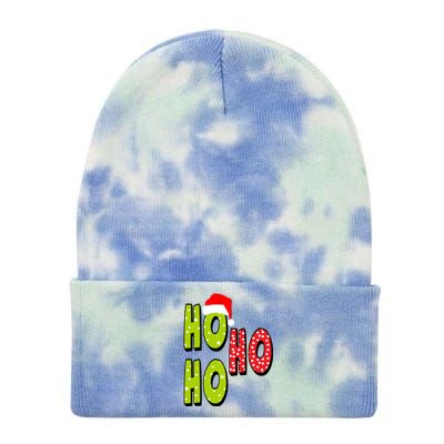 Ho Ho Ho Merry Christmas Festive Tie Dye 12in Knit Beanie