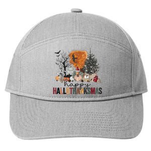 Happy Hallothanksmas Halloween Thanksgiving Christmas Autumn 7-Panel Snapback Hat