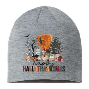 Happy Hallothanksmas Halloween Thanksgiving Christmas Autumn Sustainable Beanie