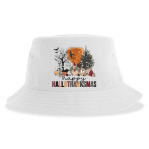 Happy Hallothanksmas Halloween Thanksgiving Christmas Autumn Sustainable Bucket Hat