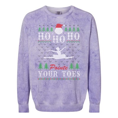 Ho Ho Ho Pointe Your Toes Ugly Christmas Ballet Dancing Gift Colorblast Crewneck Sweatshirt