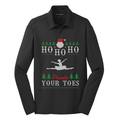 Ho Ho Ho Pointe Your Toes Ugly Christmas Ballet Dancing Gift Silk Touch Performance Long Sleeve Polo