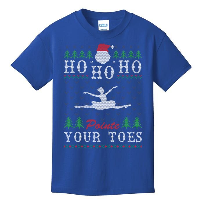 Ho Ho Ho Pointe Your Toes Ugly Christmas Ballet Dancing Gift Kids T-Shirt