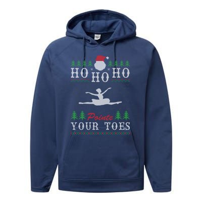 Ho Ho Ho Pointe Your Toes Ugly Christmas Ballet Dancing Gift Performance Fleece Hoodie