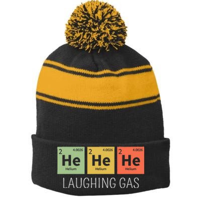 He He He Helium Laughing Gas Funny Chemistry Elements Stripe Pom Pom Beanie