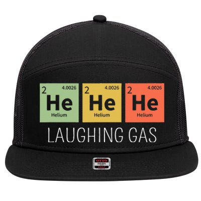 He He He Helium Laughing Gas Funny Chemistry Elements 7 Panel Mesh Trucker Snapback Hat