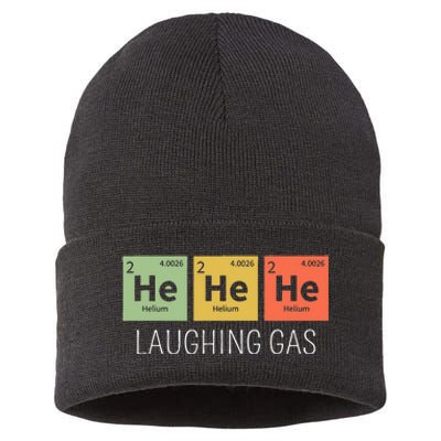 He He He Helium Laughing Gas Funny Chemistry Elements Sustainable Knit Beanie