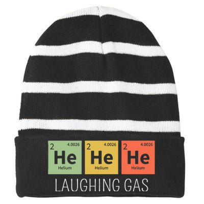 He He He Helium Laughing Gas Funny Chemistry Elements Striped Beanie with Solid Band