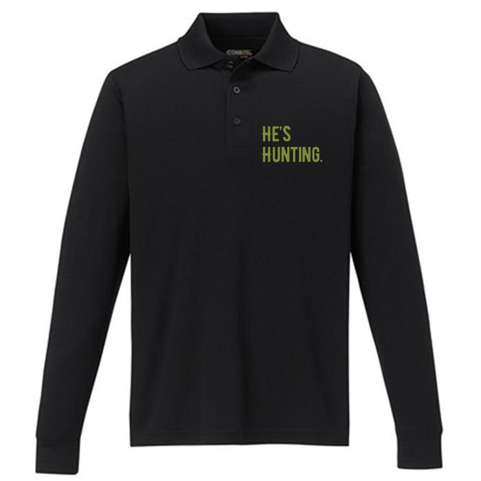 Hes Hunting Hunting Season Performance Long Sleeve Polo