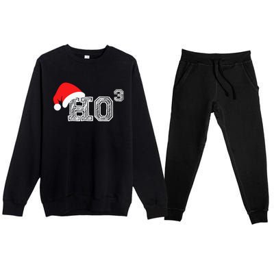 Ho Ho Ho X 3 Third Power Funny Christmas Holiday Humor Premium Crewneck Sweatsuit Set