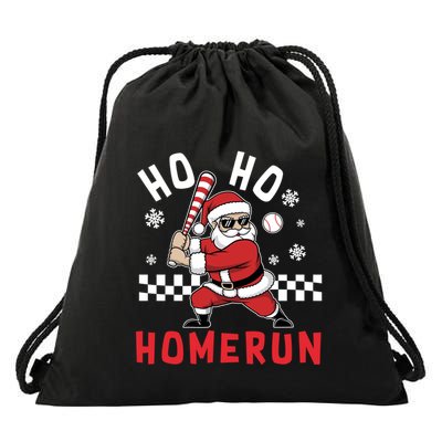 Ho Ho Homerun Baseball Christmas Santa Baseball Funny Gift Drawstring Bag