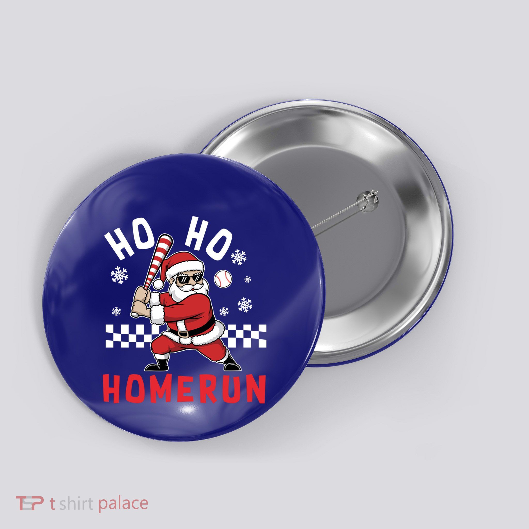 Ho Ho Homerun Baseball Christmas Santa Baseball Funny Gift Button