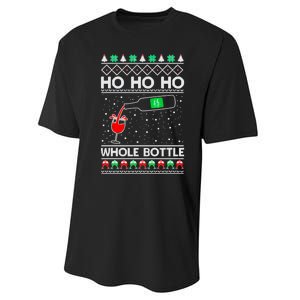 Ho Ho Ho Whole Bottle Wine Spirits Ugly Christmas Performance Sprint T-Shirt