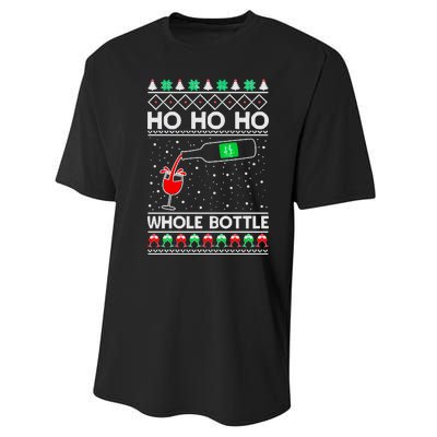 Ho Ho Ho Whole Bottle Wine Spirits Ugly Christmas Performance Sprint T-Shirt