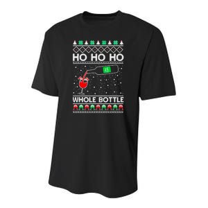 Ho Ho Ho Whole Bottle Wine Spirits Ugly Christmas Youth Performance Sprint T-Shirt