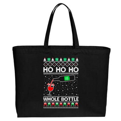 Ho Ho Ho Whole Bottle Wine Spirits Ugly Christmas Cotton Canvas Jumbo Tote