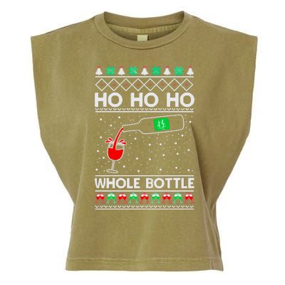 Ho Ho Ho Whole Bottle Wine Spirits Ugly Christmas Garment-Dyed Women's Muscle Tee