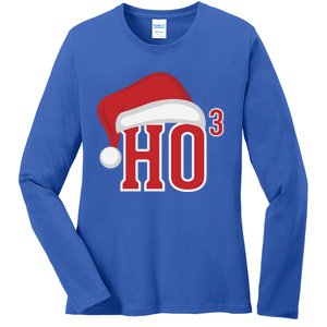 Ho Ho Ho X 3 Third Power Funny Christmas Holiday Gift Ladies Long Sleeve Shirt